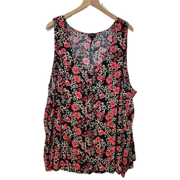 Torrid Black & Bright Floral Print Tank Top - Size 5X - Picture 1 of 5